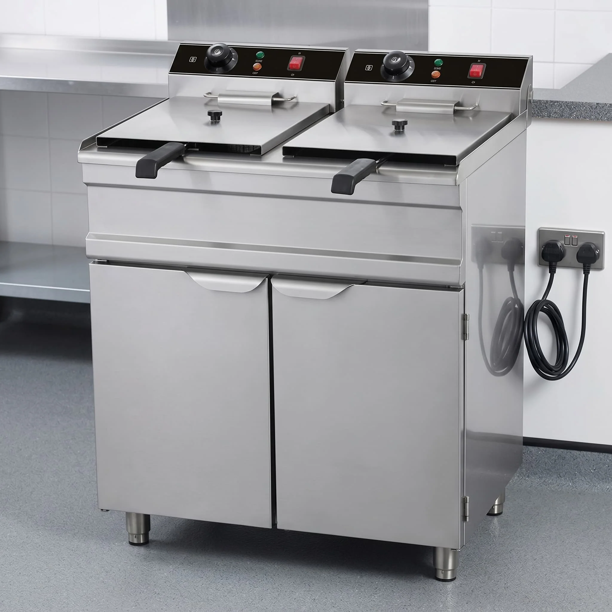 Professional commercial deep fryer repair in Colorado Springs on a free-standing stainless steel fryer